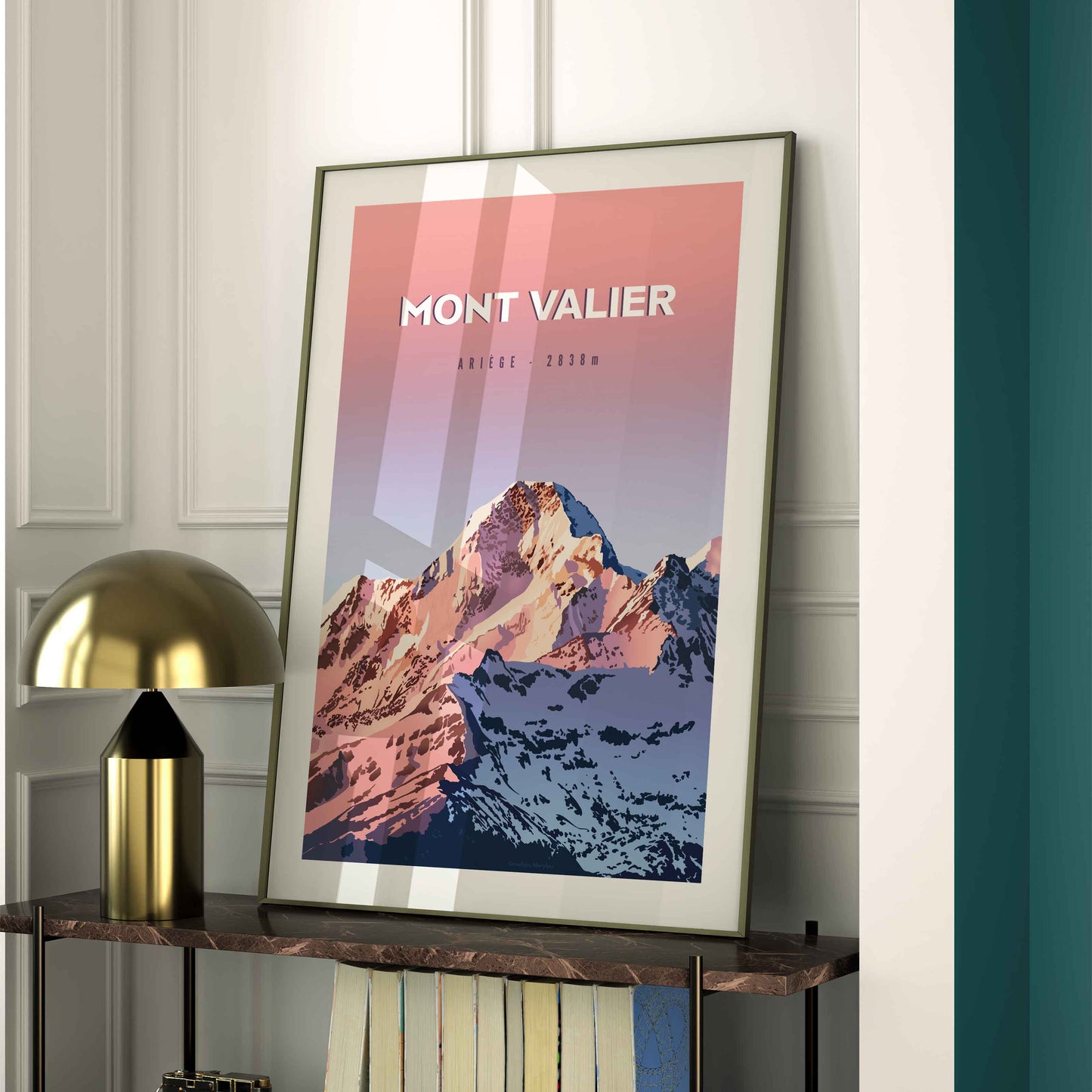 Poster paysage pyrénéen Mont Valier style contemporain