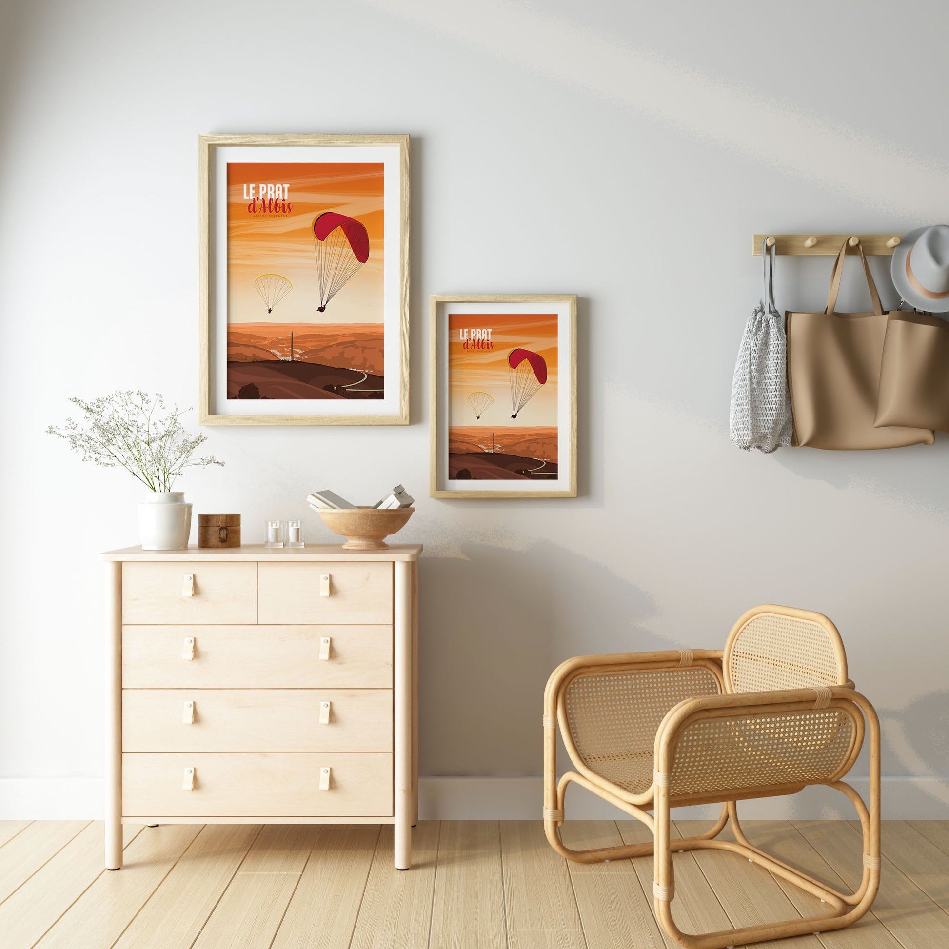 Poster paysage Pyrénées parapentes décor mural