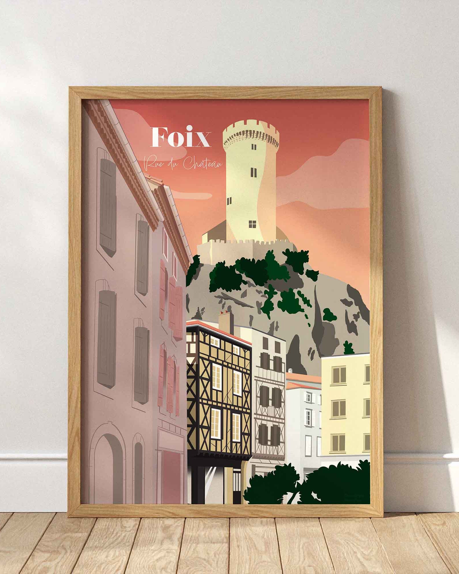 Affiche décorative Foix, patrimoine historique d’Ariège