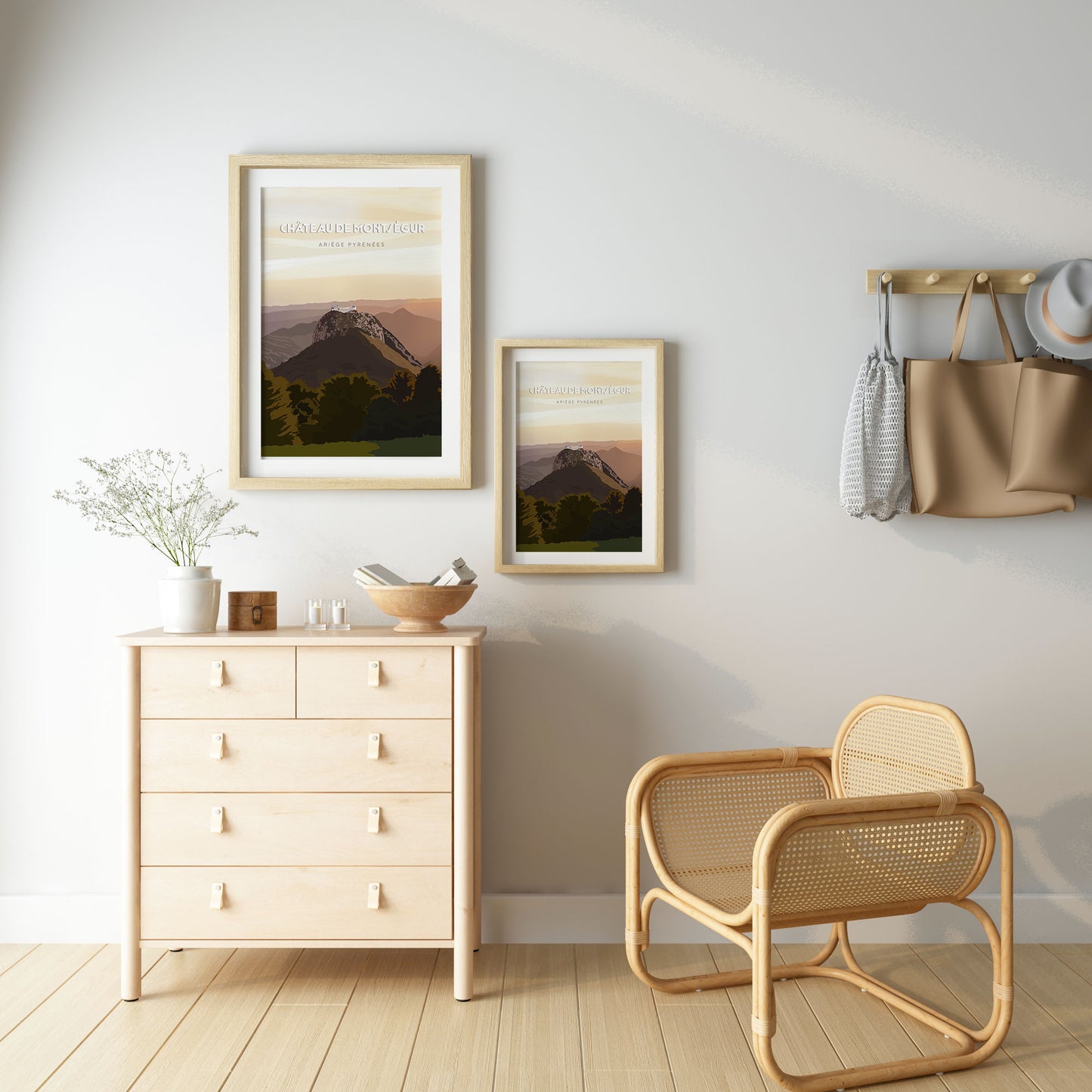 Illustration du château de Montségur en Ariège, affiche décorative