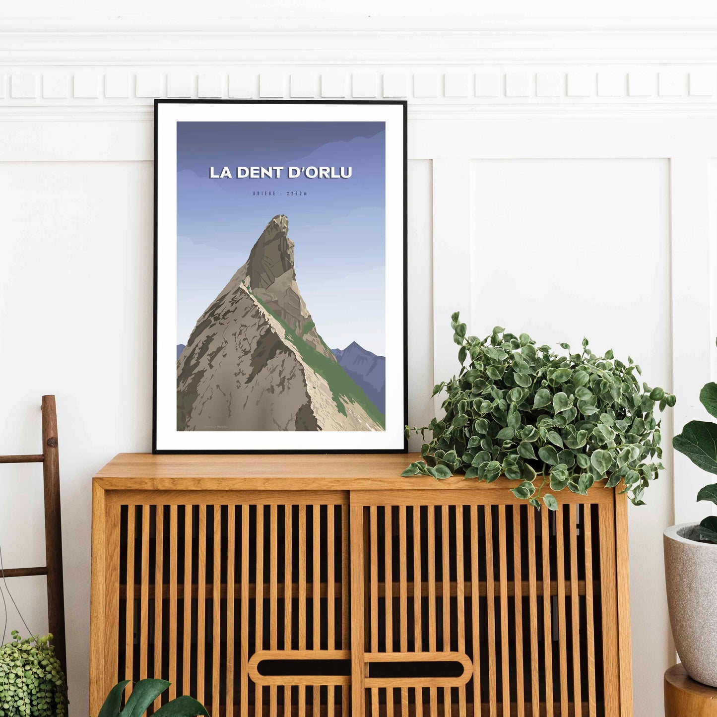 Affiche décorative Dent d’Orlu, paysage des Pyrénées en bleu nuit
