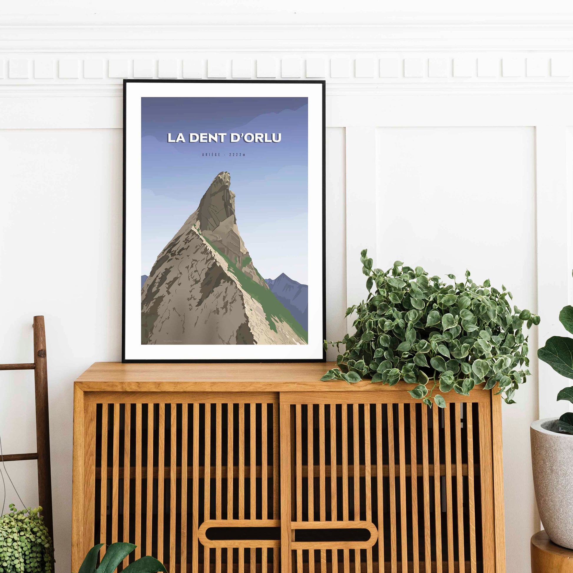 Affiche décorative Dent d’Orlu, paysage des Pyrénées en bleu nuit
