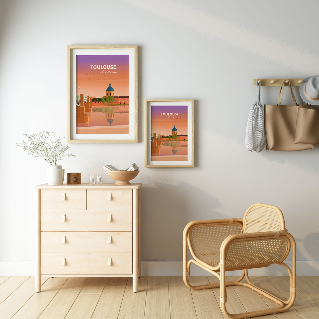 Poster ville rose illustration patrimoine toulousain
