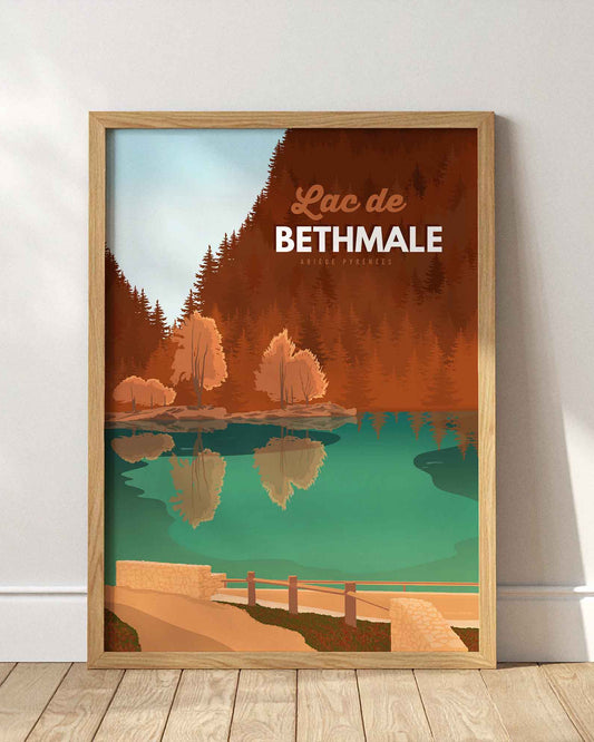Illustration du lac de Bethmale en Ariège, paysage automnal