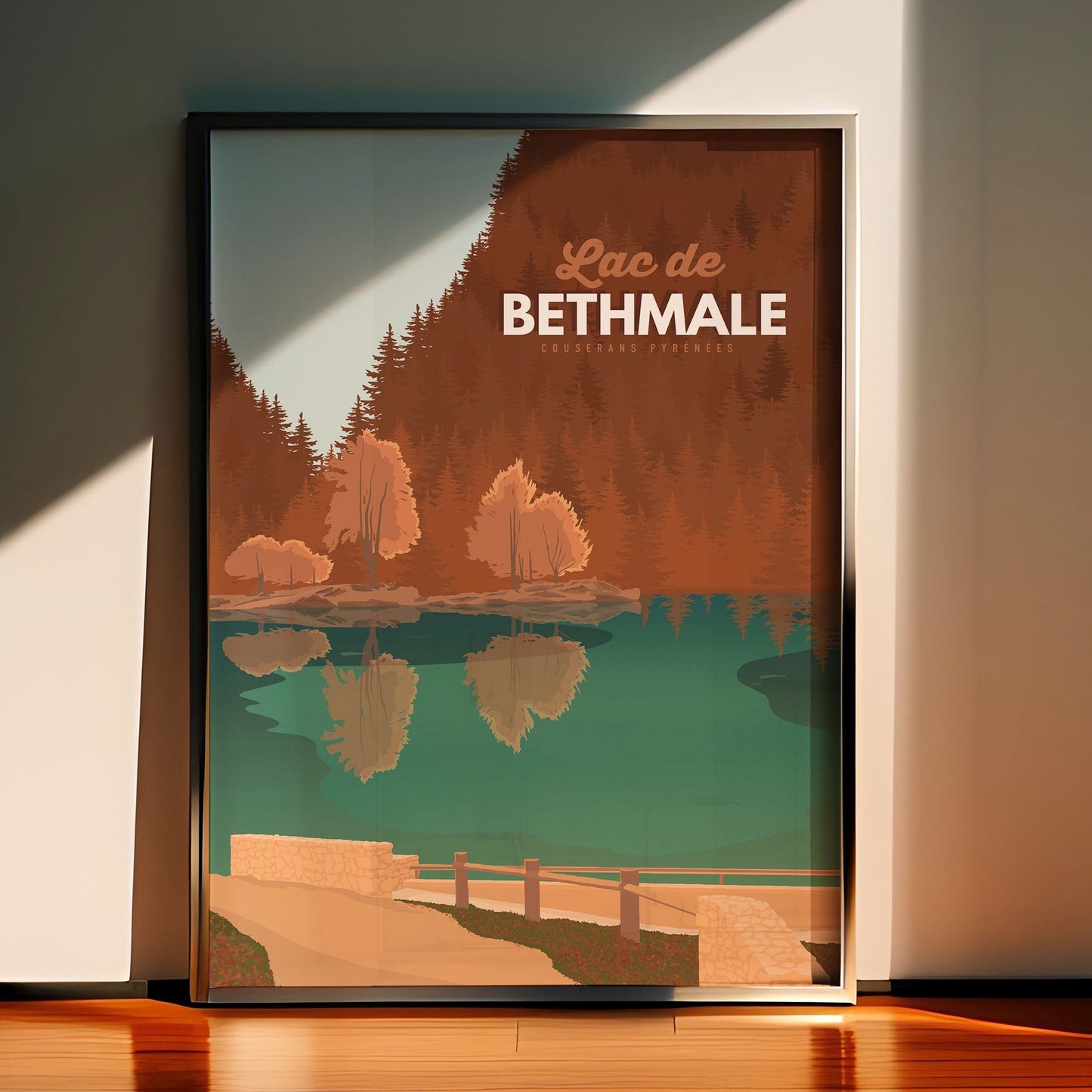 Affiche décorative Lac de Bethmale, paysage d’Ariège en automne
