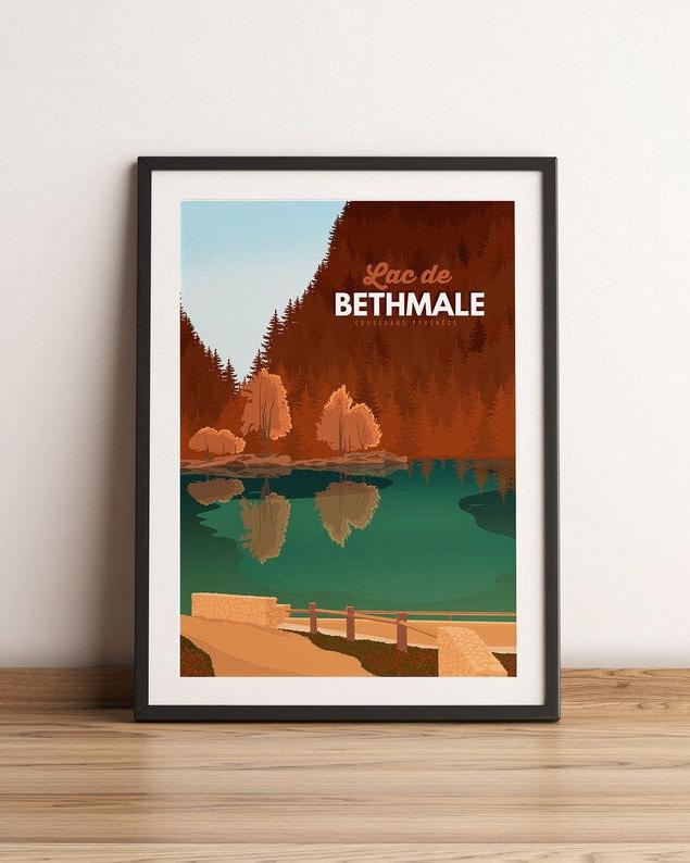 Affiche lac de Bethmale couserans Ariege