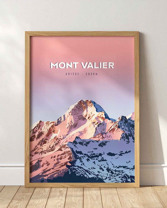 Affiche illustration Mont Valier 2838 mètres Ariège Pyrénées
