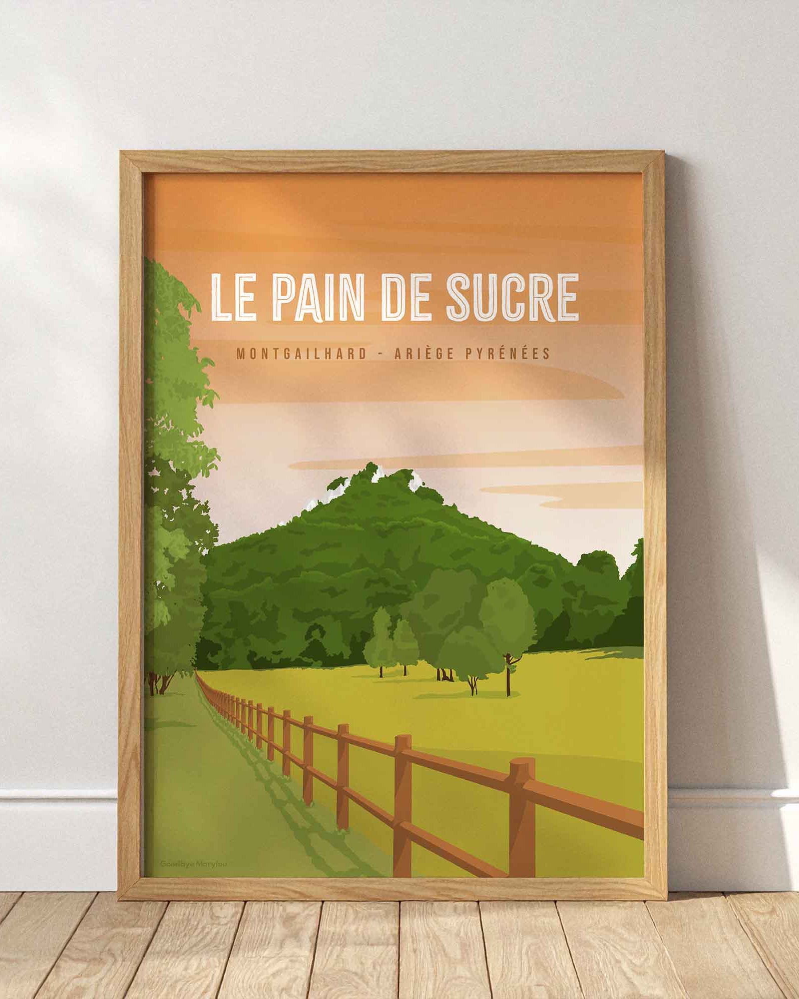 Affiche Pain de Sucre Pic de Montgailhard illustration montagne