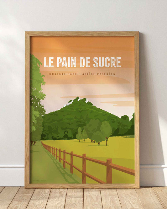 Affiche Pain de Sucre Pic de Montgailhard illustration montagne