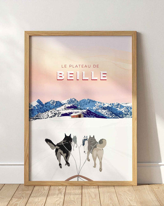 Affiche Plateau de Beille Ariège illustration montagne