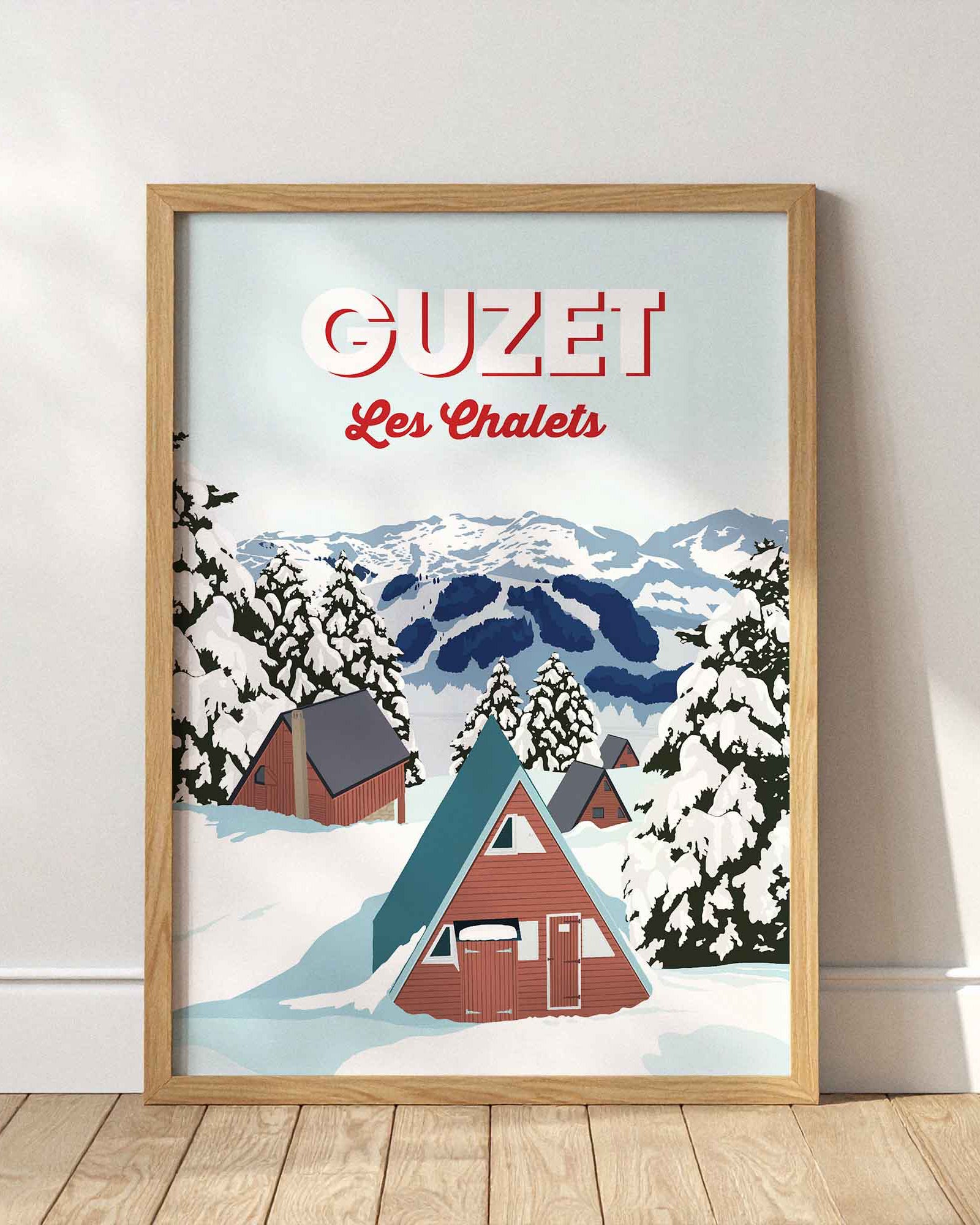 Illustration des chalets de Guzet en Ariège sous la neige