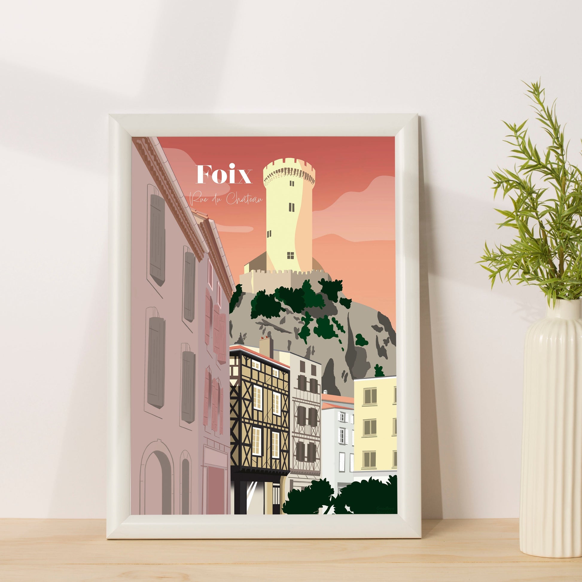 Affiche ville de Foix le château Ariege