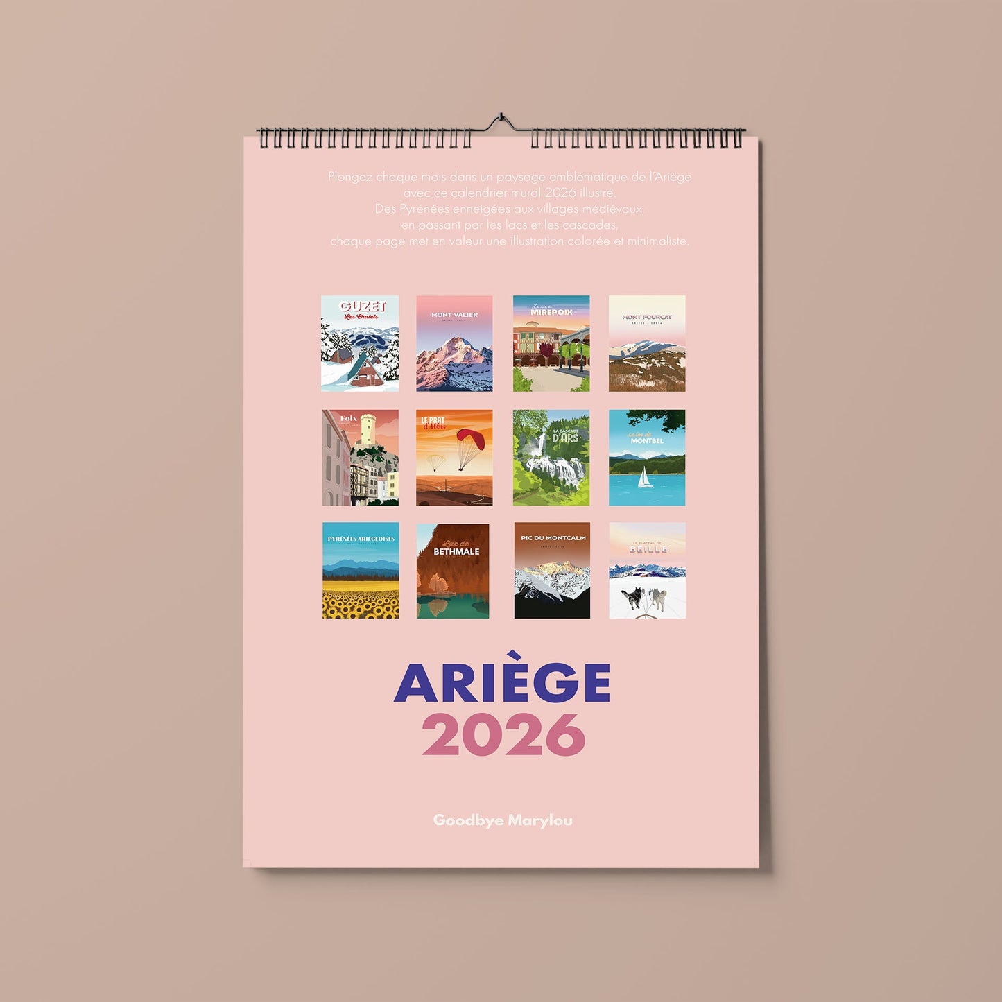 Calendrier mural Ariège 2026
