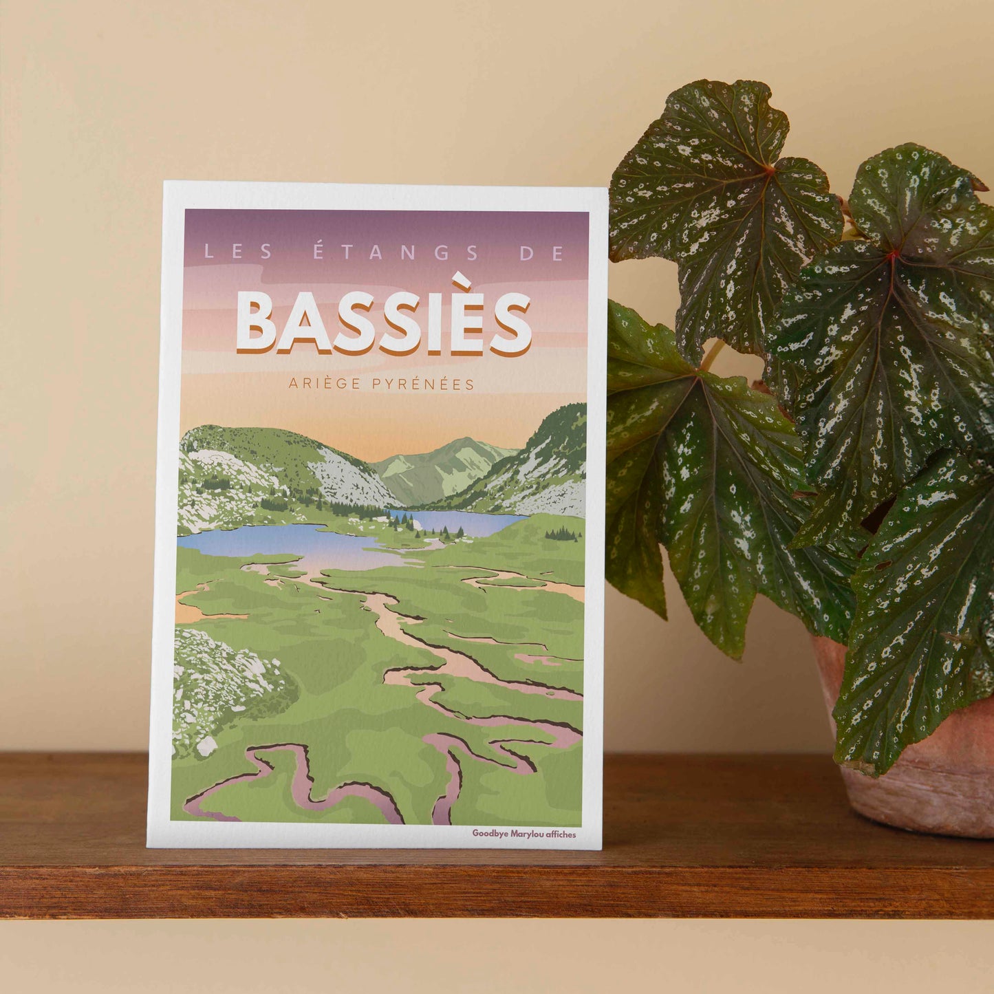 Carte postale illustration Étangs de Bassiès, méandres et lacs de haute montagne.