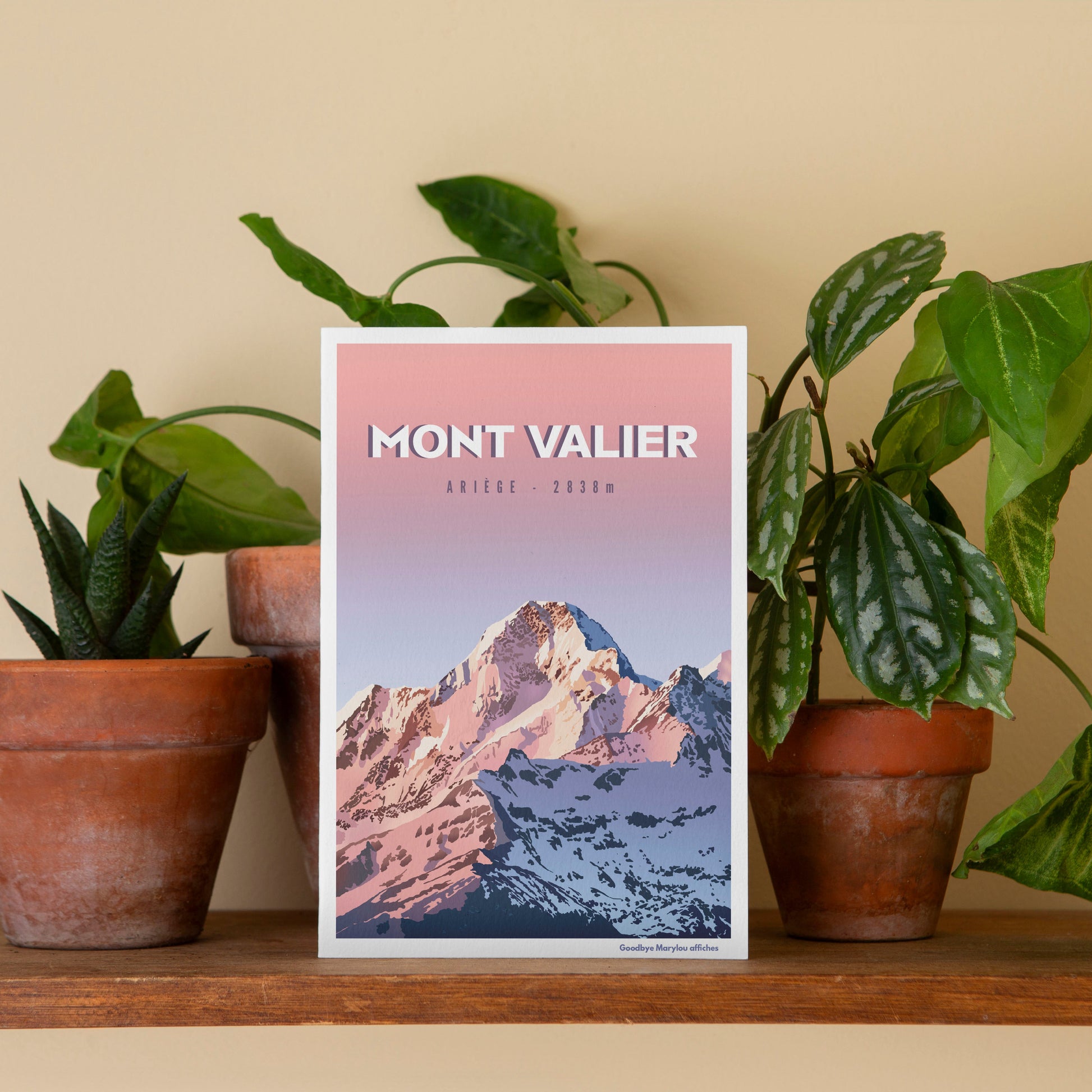 Carte postale illustration Mont Valier Ariège, sommet emblématique des Pyrénées, Goodbye Marylou.