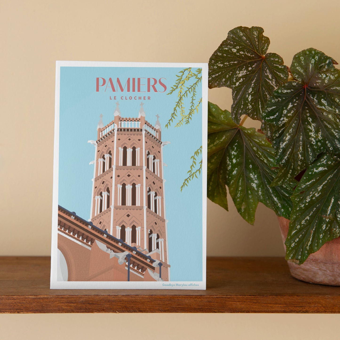 Carte postale illustrée ville de Pamiers Ariège, patrimoine et cathédrale Saint-Antonin.