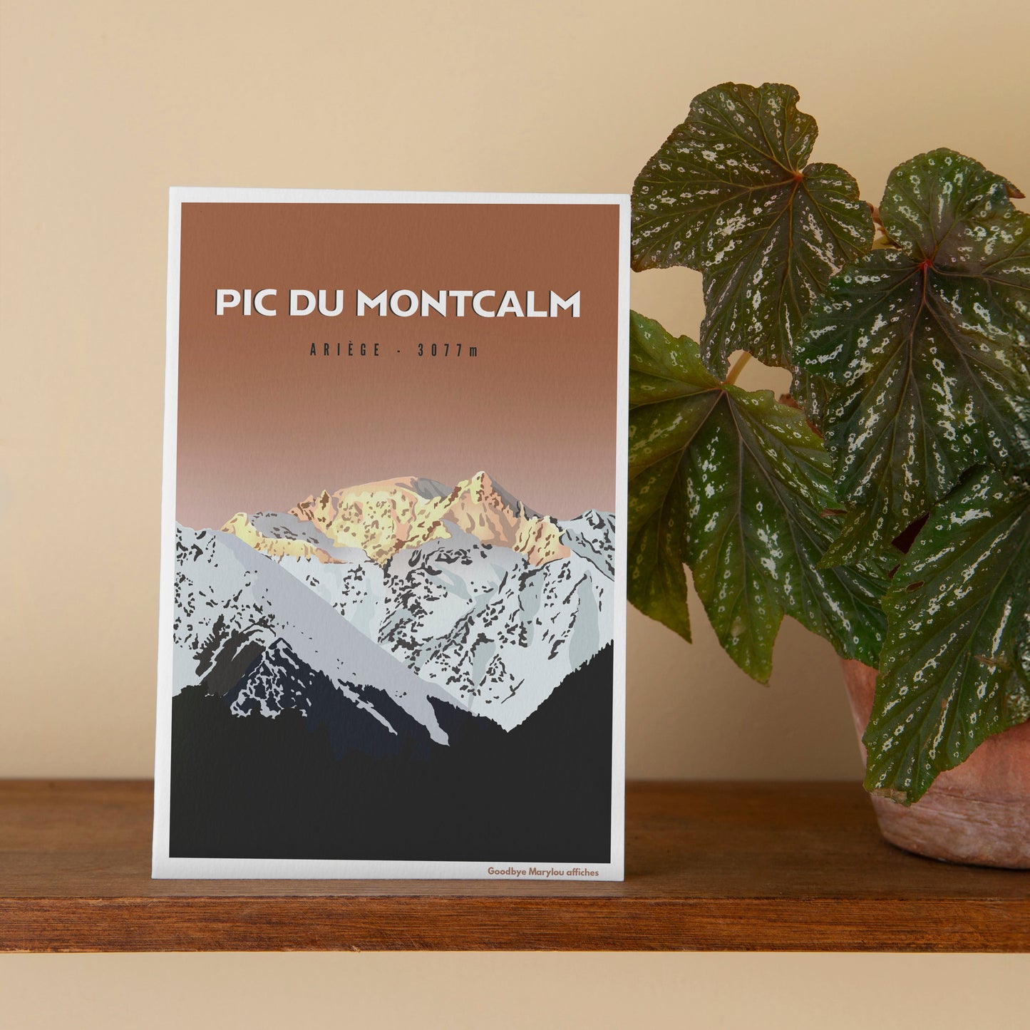 Carte postale illustration sommet Pic du Montcalm Ariège Pyrénées.