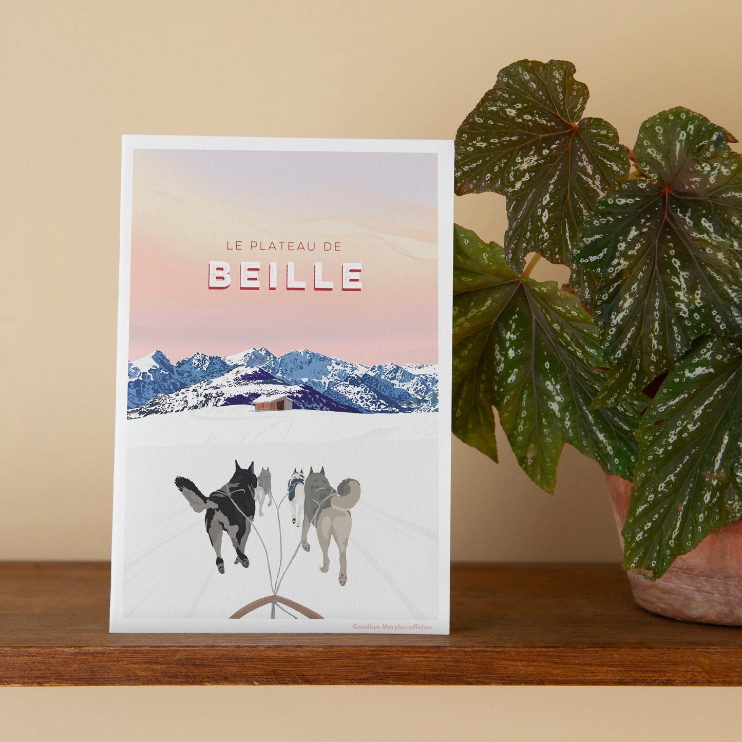 Carte postale illustration Plateau de Beille sous la neige, paysage nordique et hivernal des Pyrénées ariégeoises.