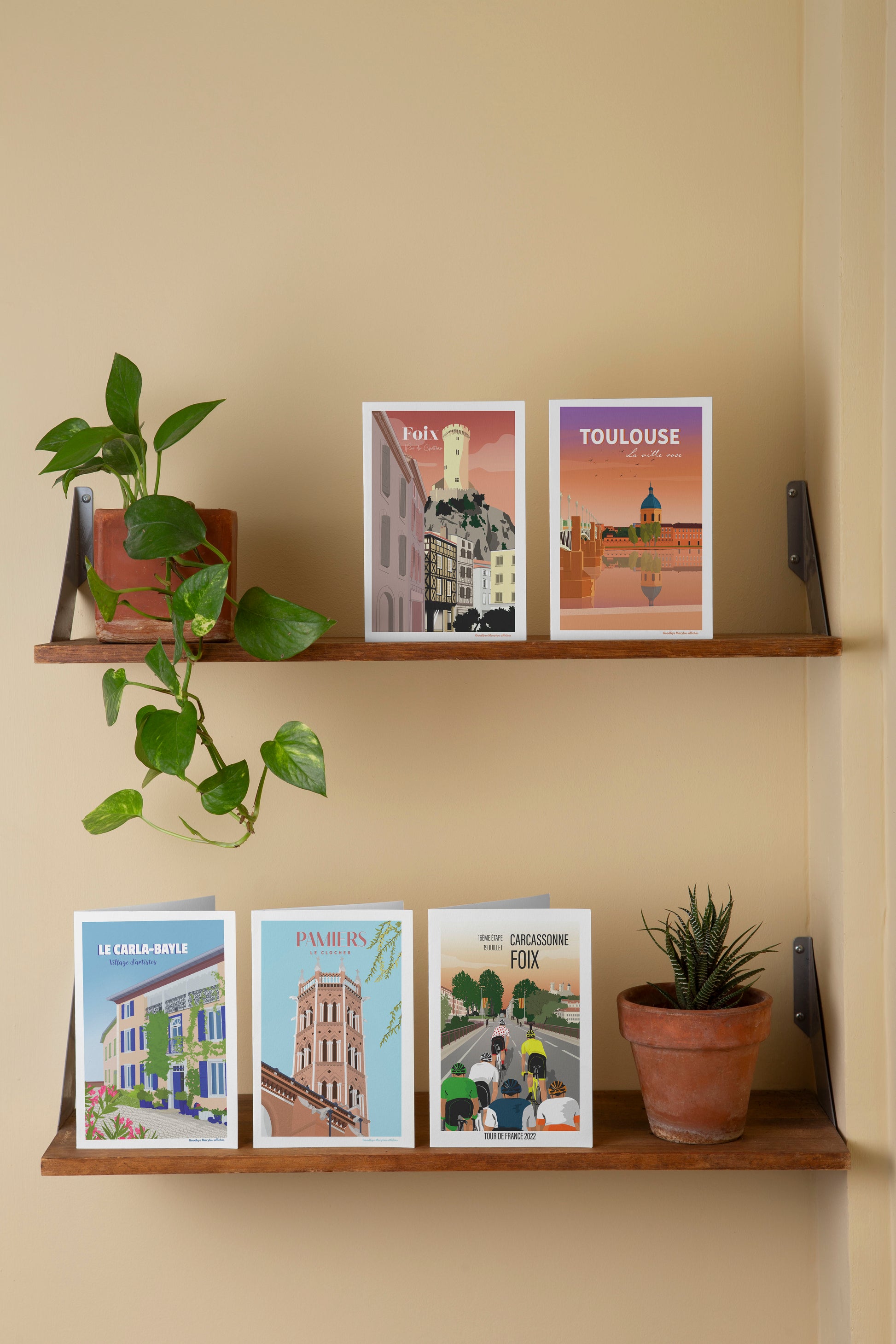 Lot de cartes postales illustrées des plus beaux paysages de l'Ariège, création originale Goodbye Marylou.