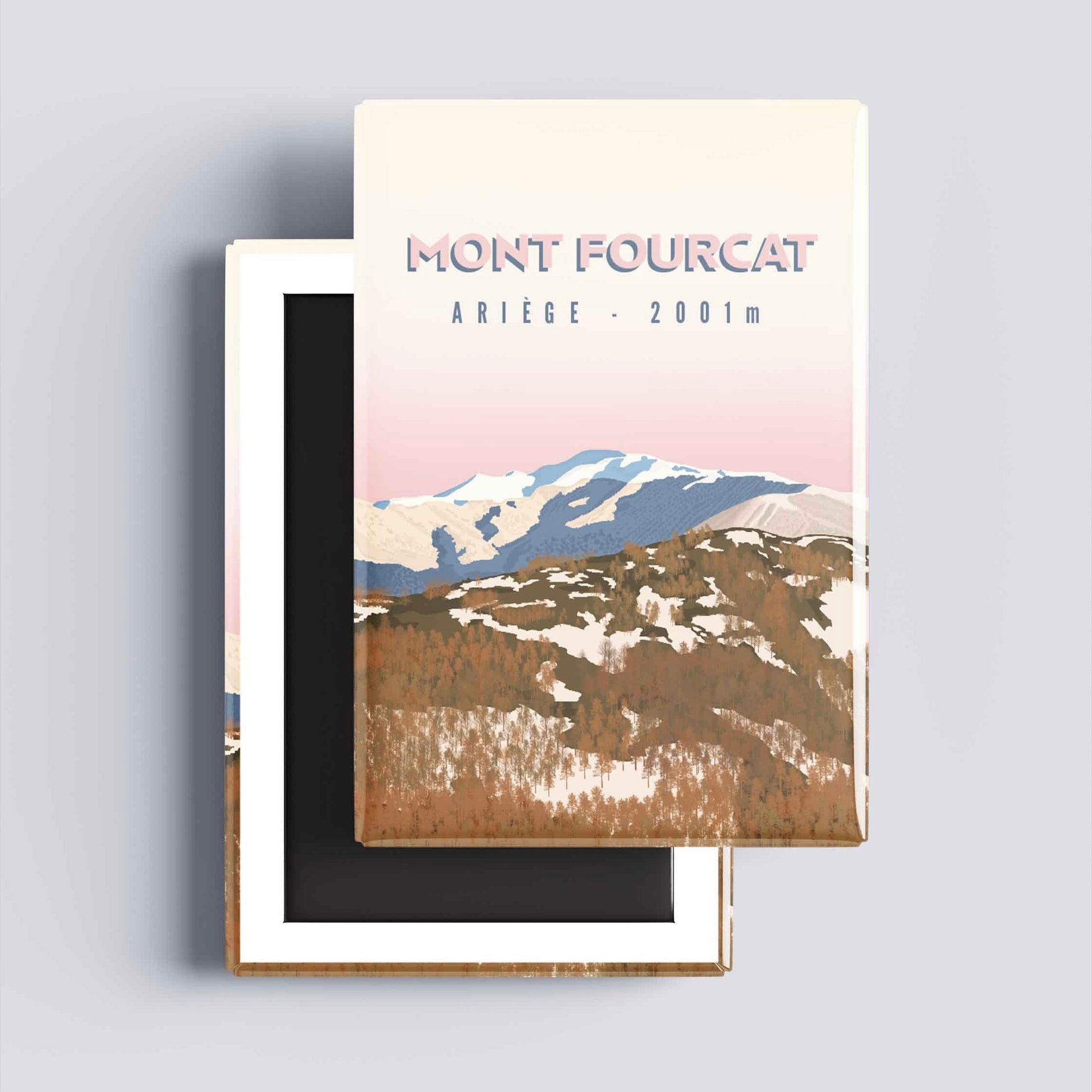 Illustration Mont Fourcat magnet paysage pyrénéen neige et forêt