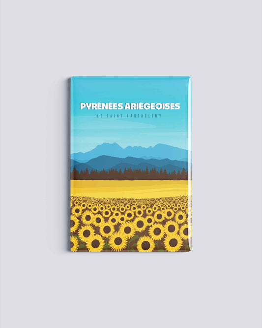 Magnet Pyrénées ariégeoises illustration montagne Ariège 54x78 mm