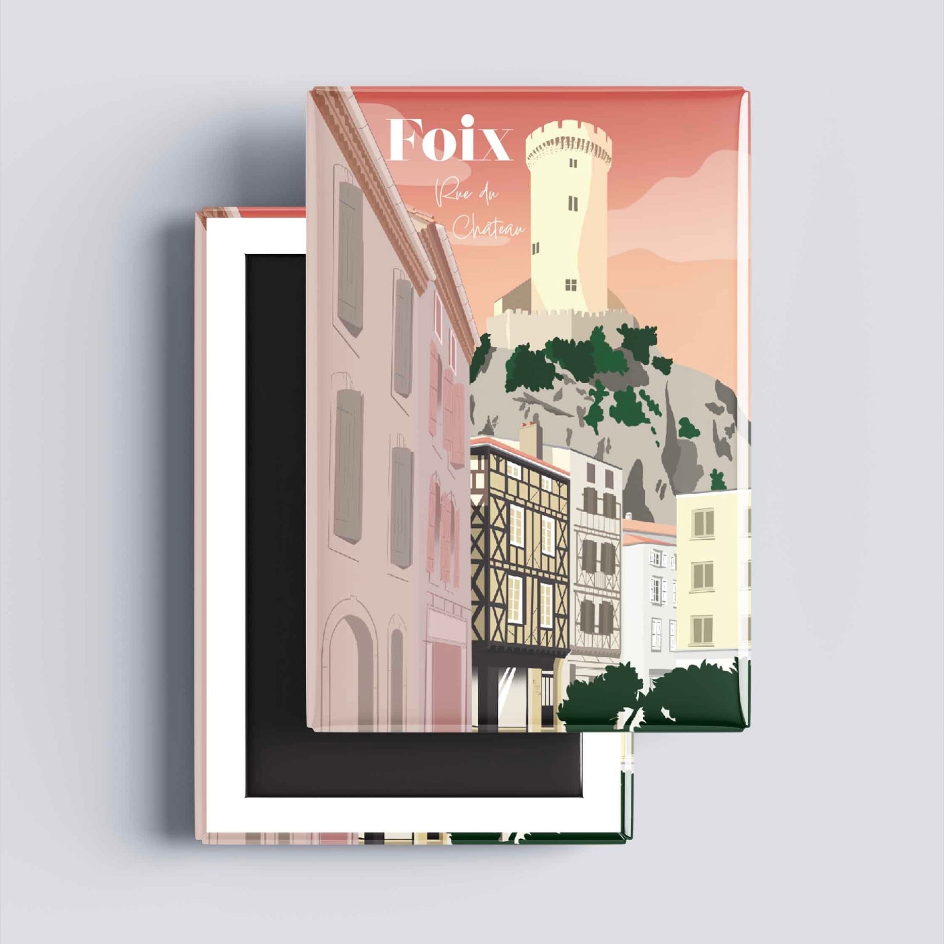 Magnet souvenir Foix Ariège décoration frigo illustration château