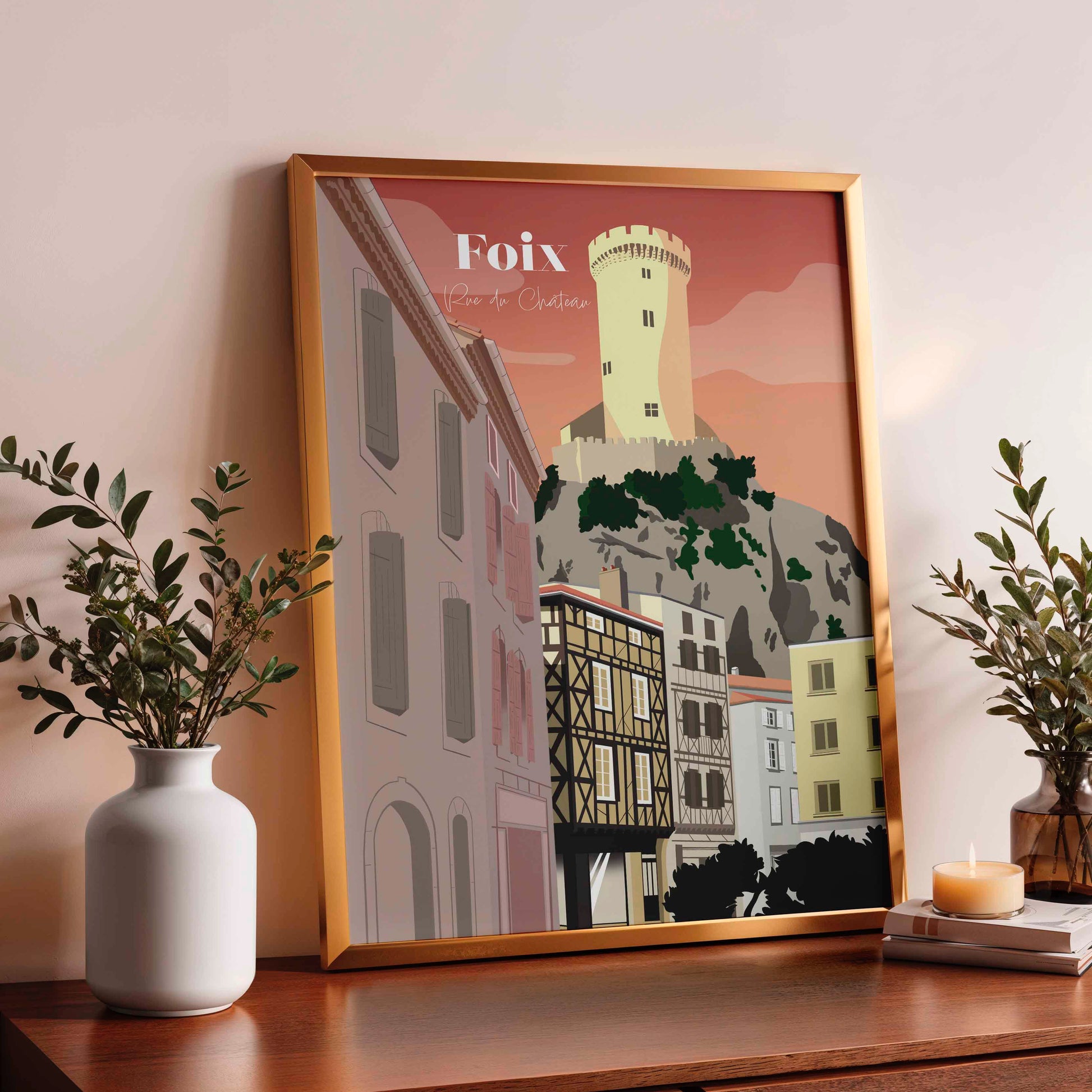 Poster du château de Foix, idée de cadeau local en Ariège