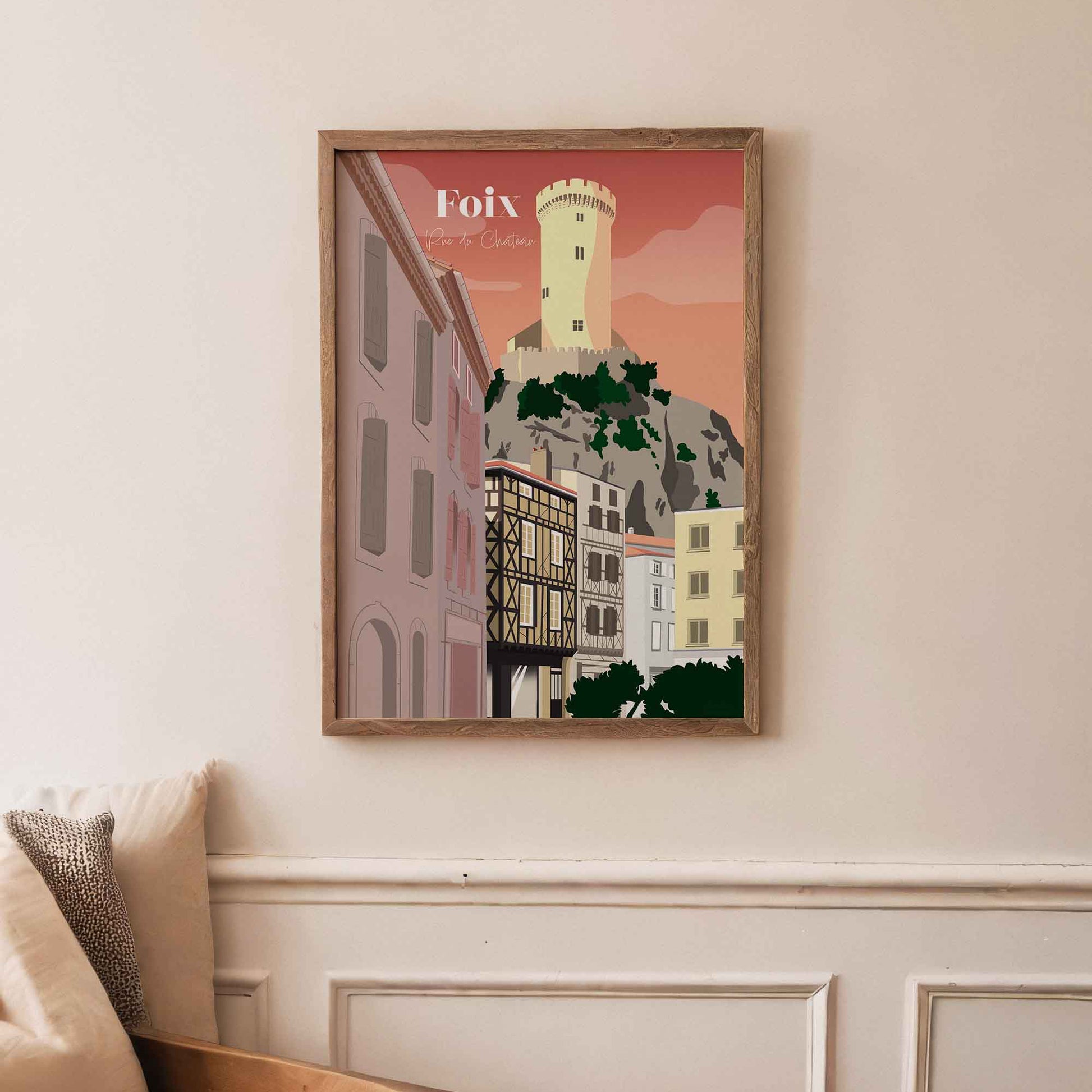 Illustration artistique du Château de Foix dans les Pyrénées ariégeoises