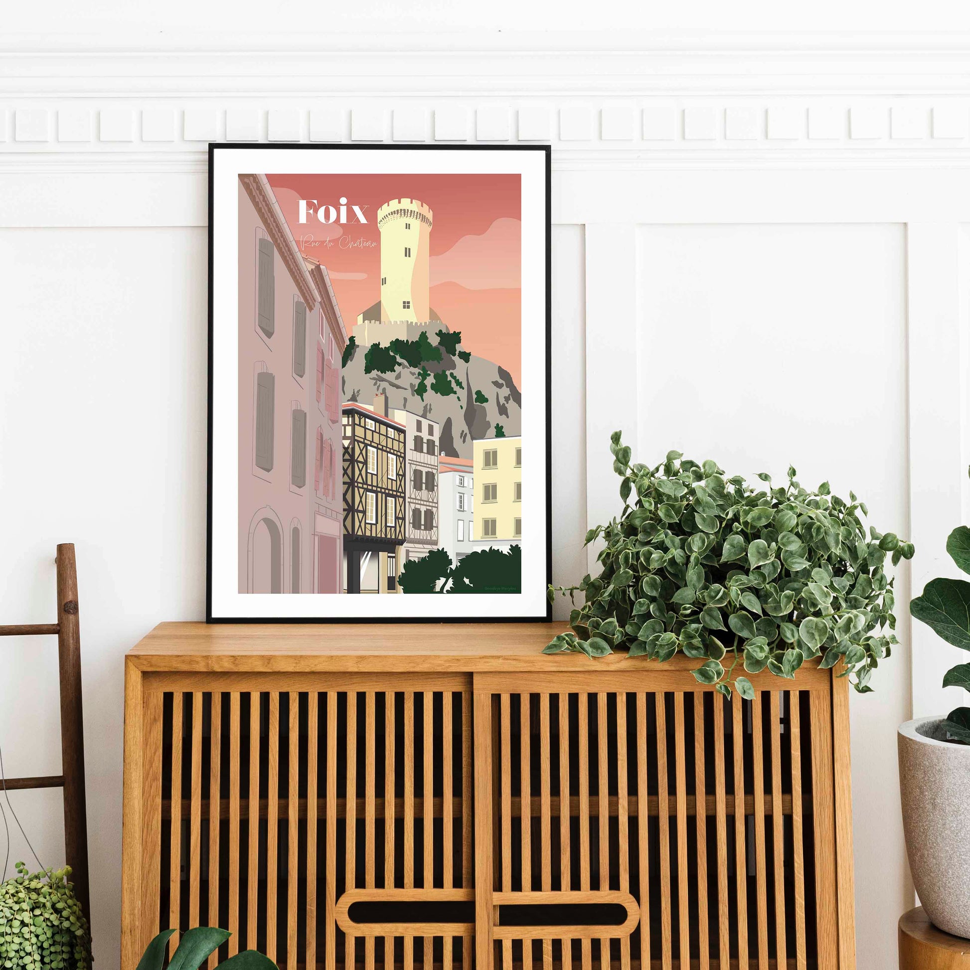 Affiche design du Château de Foix, symbole historique de l’Ariège
