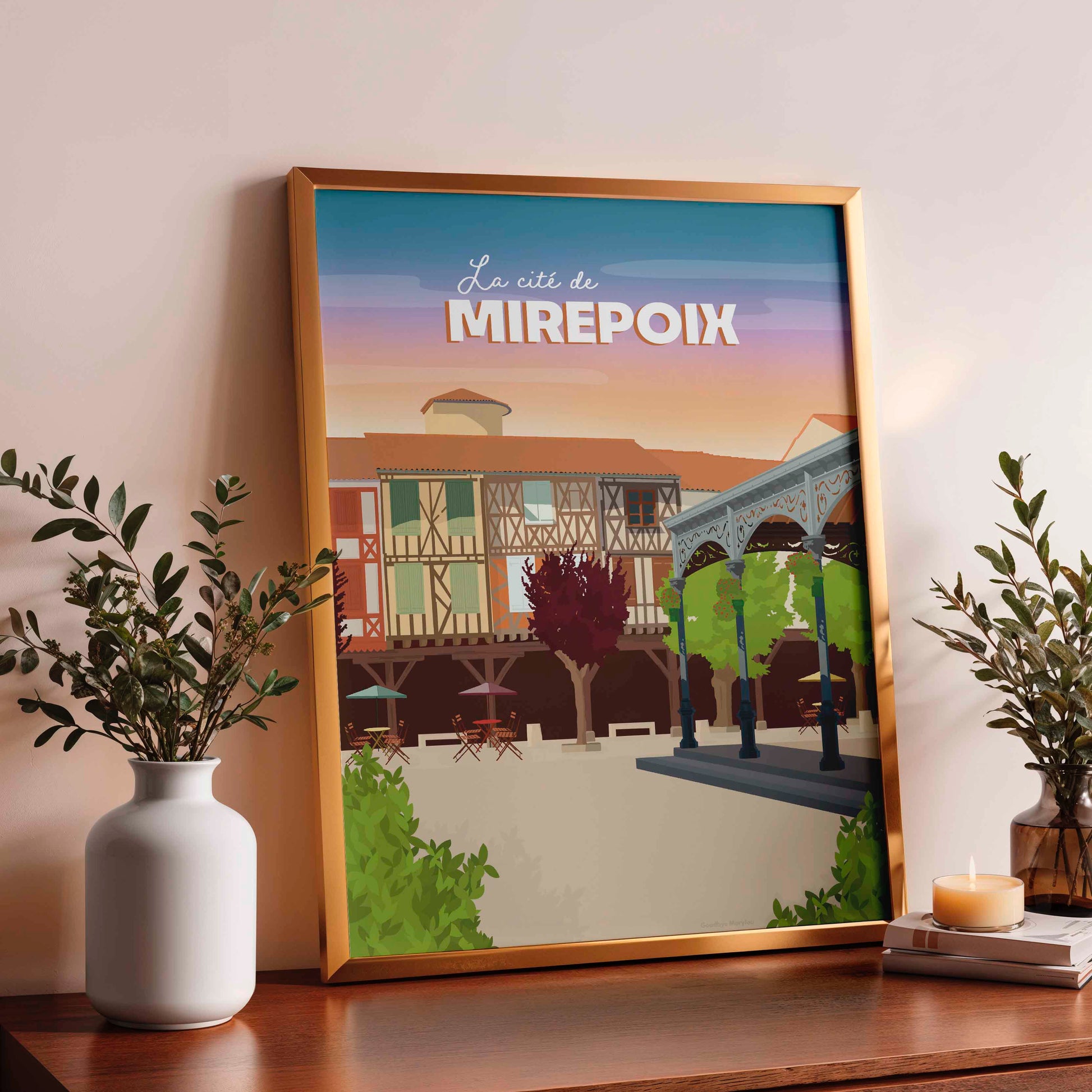 Affiche ville de Mirepoix imprimée en France
