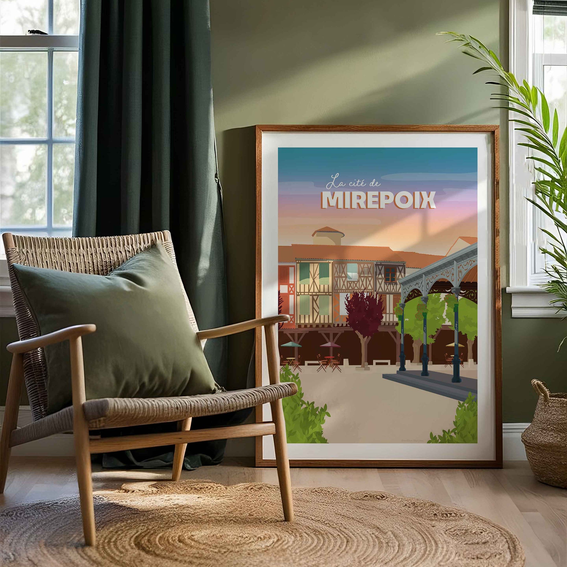 Poster place des Couverts Mirepoix tons lumineux