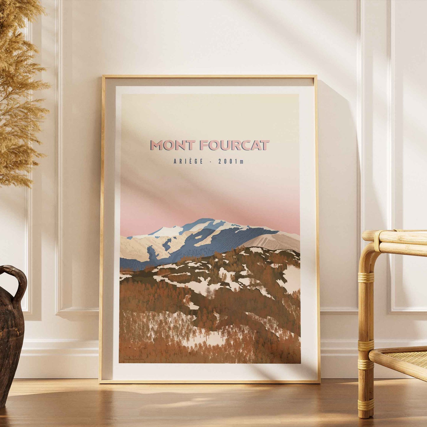 Affiche décorative Mont Fourcat, illustration originale des paysages d’Ariège