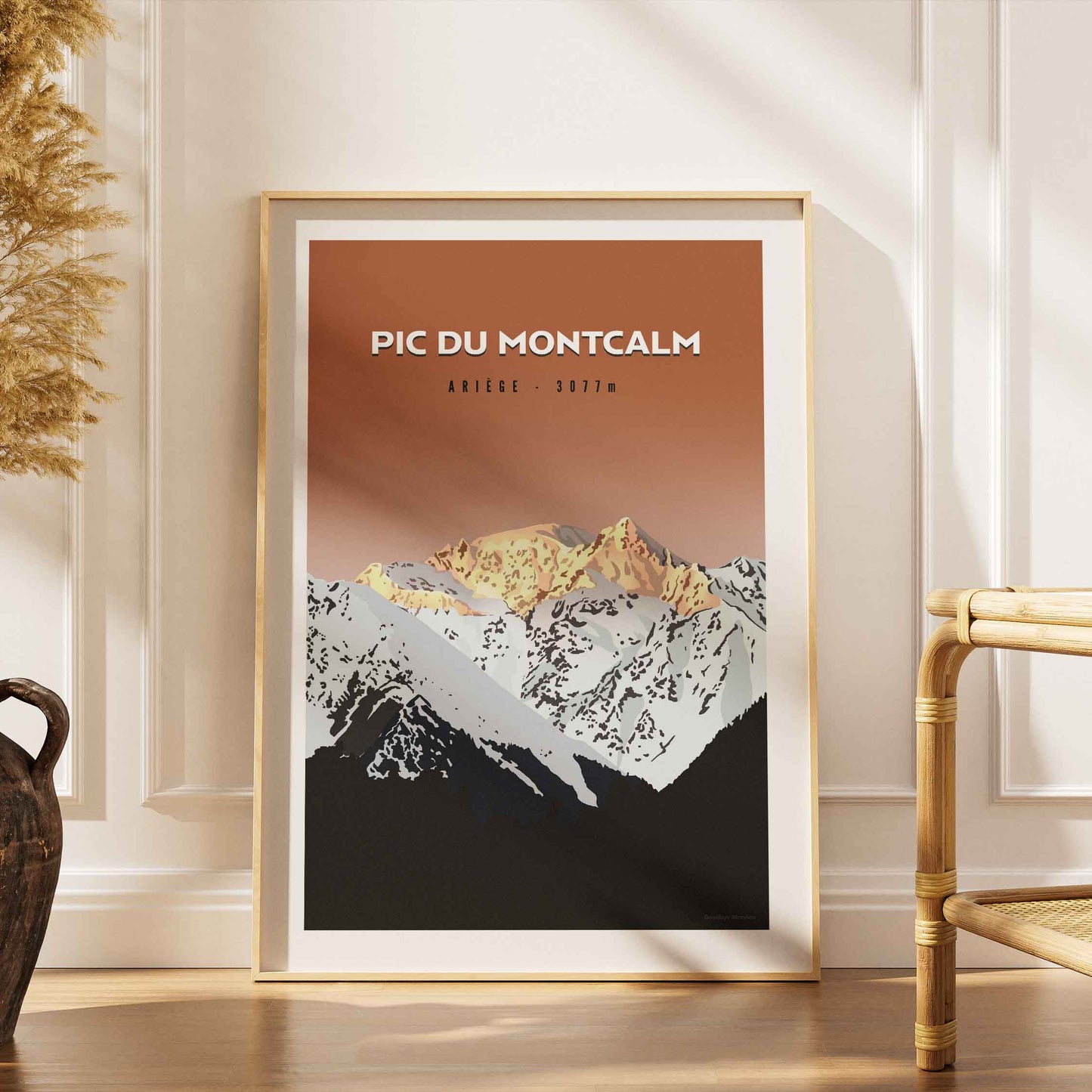 Affiche décorative Pic du Montcalm, illustration des Pyrénées ariégeoises